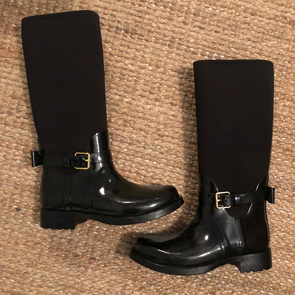 Kate Spade black rain boots NEVER WORN